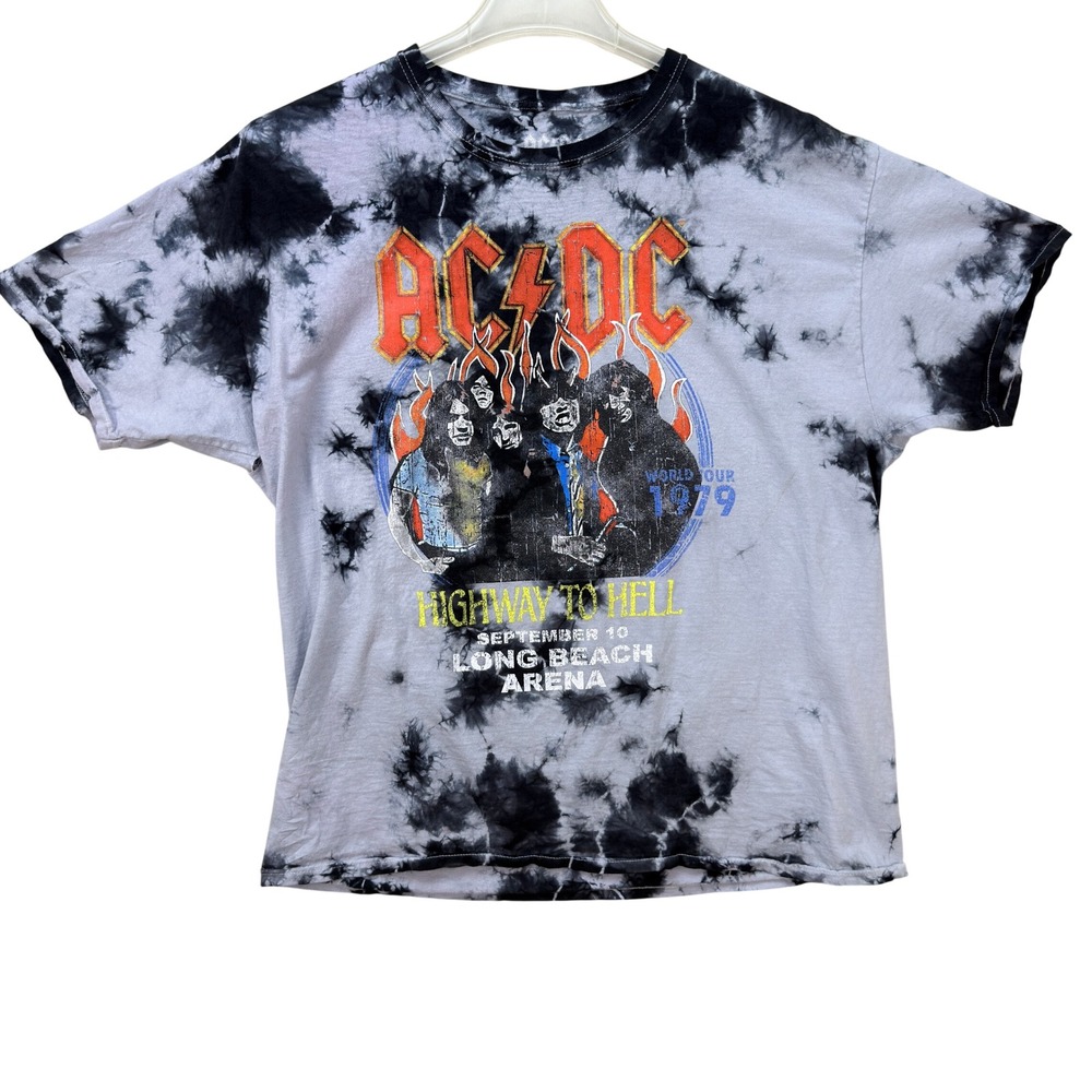 AC/DC Highway To Hell Shirt Mens 2XL Tie Dye 1979 Tour Grunge Rock Band, Concert